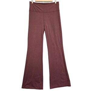 Athleta Elation Flare Pant Women L Tall Burgundy High Rise Elation Wide Leg Yoga